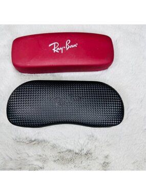 Ray Ban Eyeglass Cases Hardshell Black Red Eyeglass Logo Lot of 2